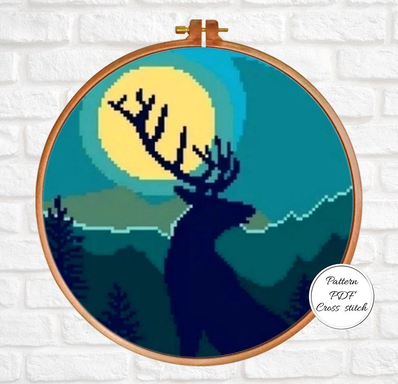 One pattern in two colors. Diy cross stitch for beginners, simple landscape
