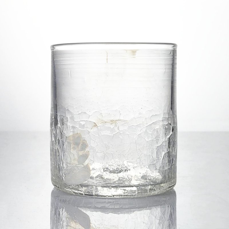 Ice cracked white whiskey glass handmade glass purely hand blown - Cups - Glass Multicolor