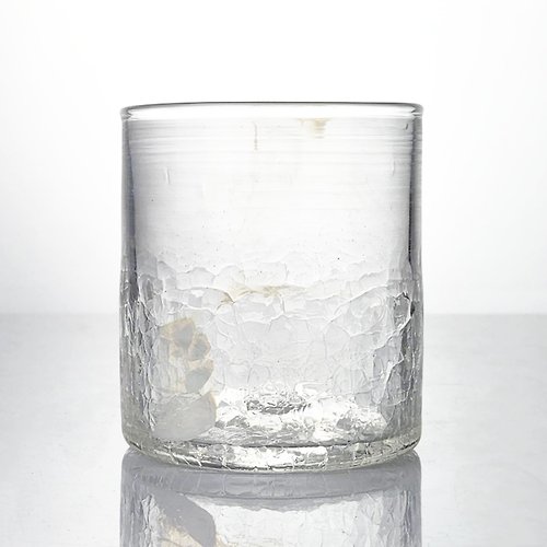 臺灣玻璃舘 冰裂白彩威士忌杯 手作玻璃杯 純手工吹製
