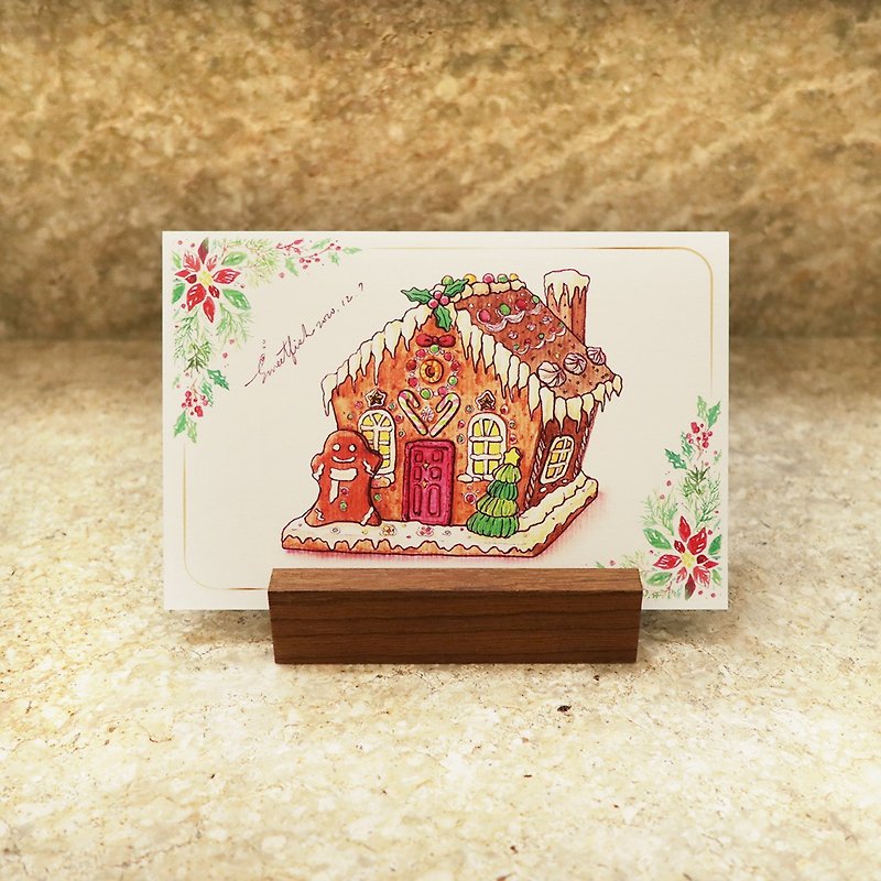 Ginger house Xmas card－postcard/ food postcard/ food card/ food illustration - Cards & Postcards - Paper Red