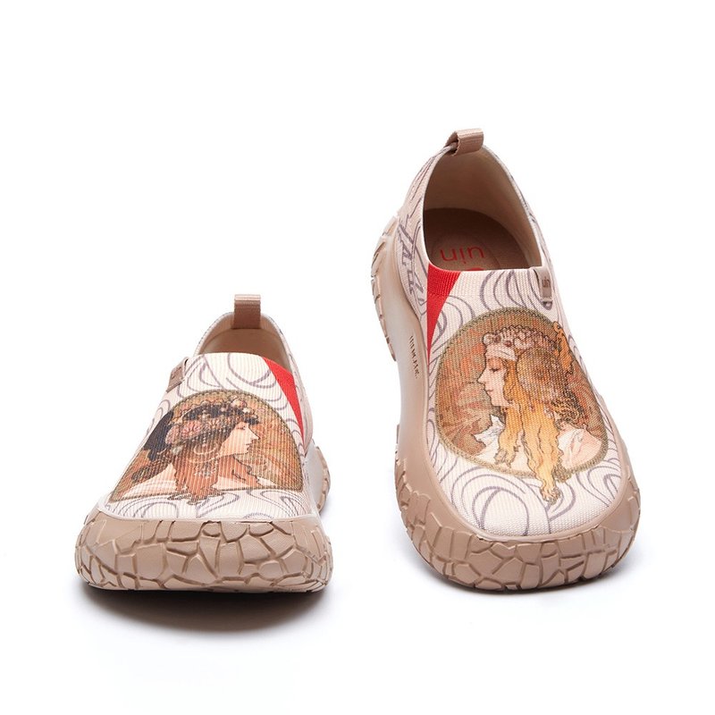 【Uin】Spanish original design | Mucha-Brunette and Blonde Painted Casual - Women's Casual Shoes - Other Materials Multicolor