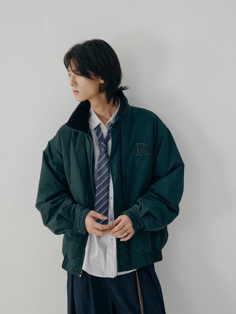 日系復古 / 立領短款棉衣外套 - 男夾克/外套 - 其他材質 綠色