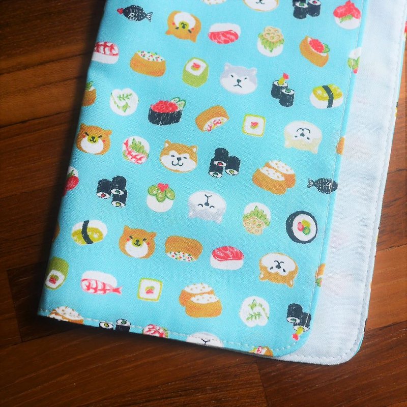 Limited edition = Japanese cotton handkerchief = puppy sushi = Teal(5 colors in total) - ผ้าเช็ดหน้า - ผ้าฝ้าย/ผ้าลินิน 