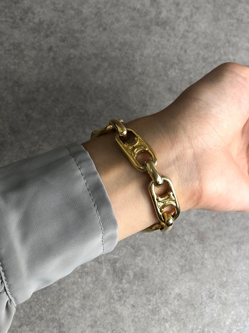 【 日本直送　名牌中古包 】CELINE セリーヌ ブレスレット ゴールド ブラゾン vintage ヴィンテージ オールド ukpt55 - 手鍊/手環 - 其他材質 金色