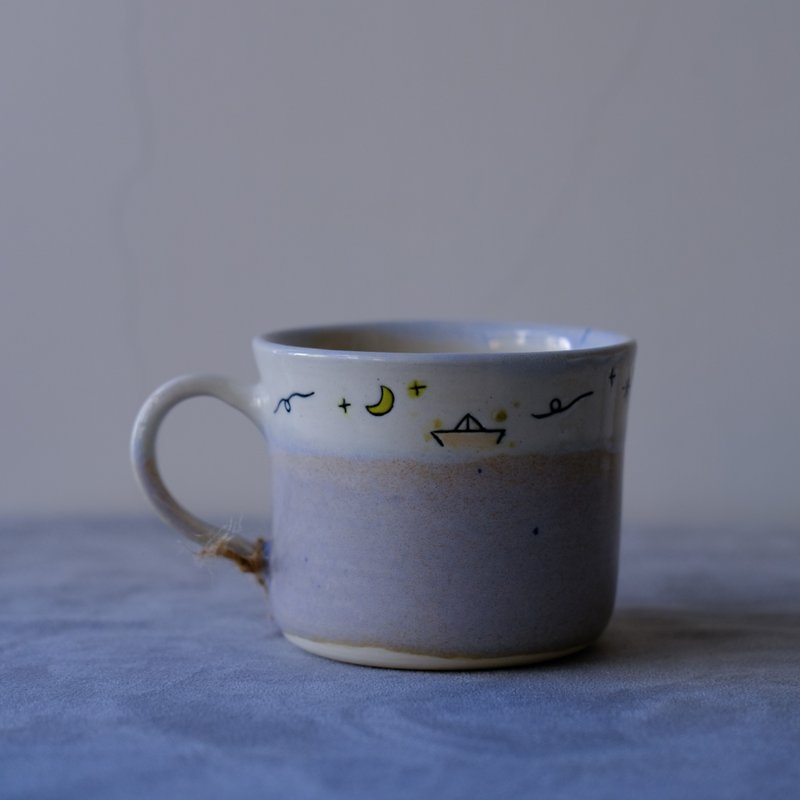 Suànn-Sian . 漂流小紙船把杯 - 咖啡杯/馬克杯 - 陶 
