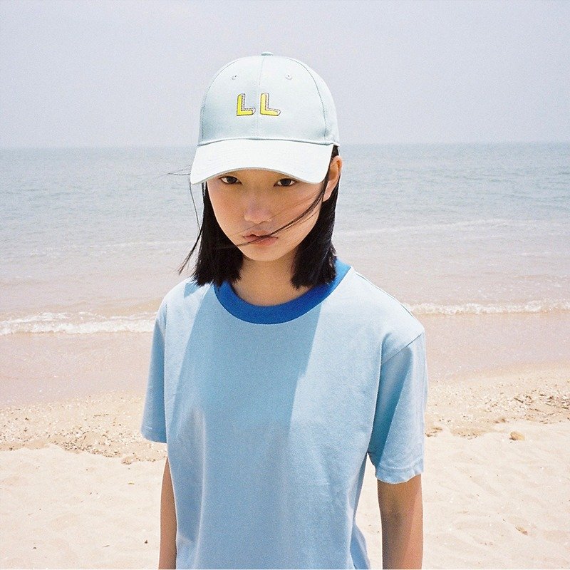 LLANO 彩虹系列 七色T恤 淺藍色 - 女 T 恤 - 棉．麻 藍色
