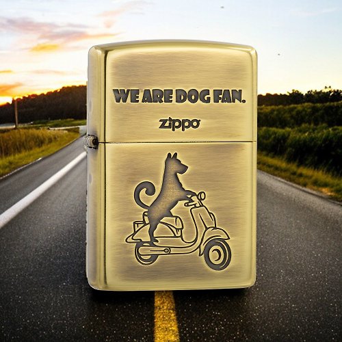 Zippo 【ZIPPO官方旗艦店】拉風狗狗騎士(金色)防風打火機 ZA-2-100B