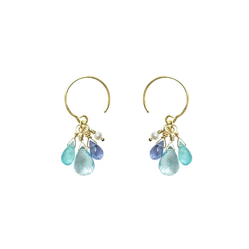 海洋 | 手作天然石吊飾耳環系列 - 耳環/耳夾 - 寶石 藍色