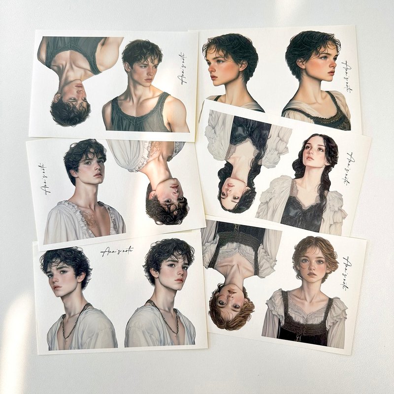 Renaissance character sticker (anns note) person girl boy - Stickers - Paper Black