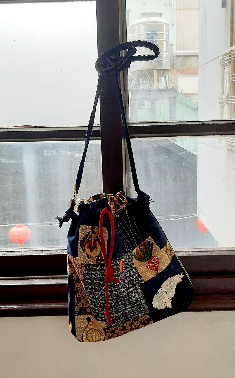 60s crossbody bag - กระเป๋าแมสเซนเจอร์ - ผ้าฝ้าย/ผ้าลินิน 