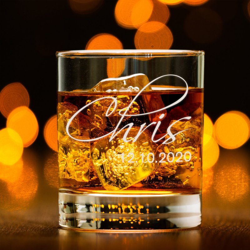 生日 男友禮物|名字客製威士忌對杯 - 玻璃杯 - 玻璃 透明
