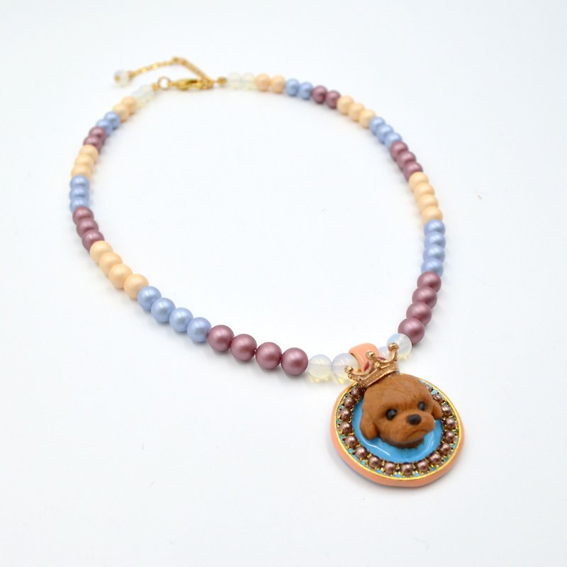 Lady dog pendant string shell pearl necklace gift jewelry dress gown crystal jewelry 18K gold lady - สร้อยคอ - วัสดุอื่นๆ หลากหลายสี