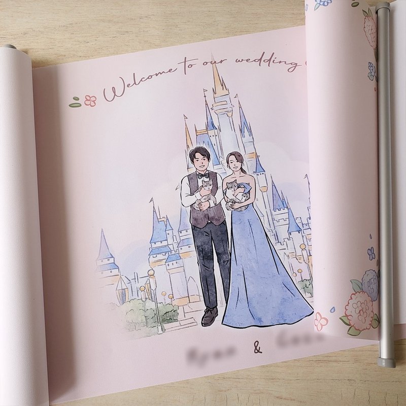 【簽名綢】客製/油畫布/婚禮布置/婚禮紀念 - 海報/掛畫/掛布 - 其他材質 粉紅色