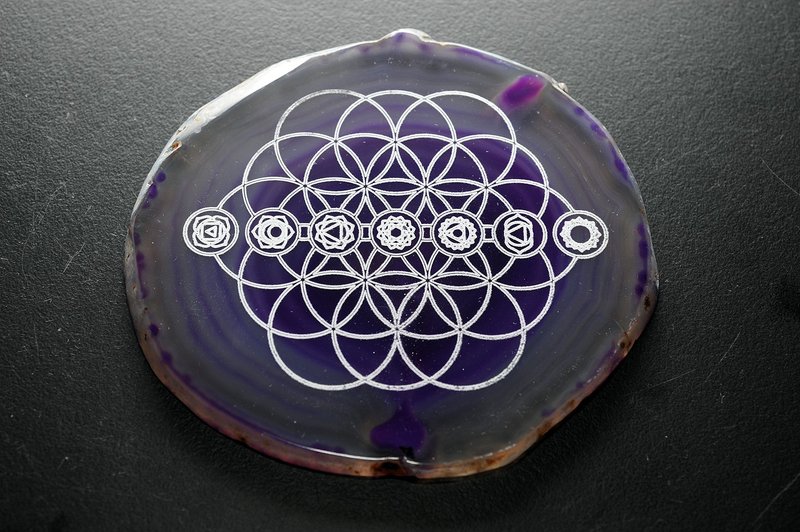 生命種子七脈輪瑪瑙片 靈修 招財 破煞 防小人 - 擺飾/家飾品 - 寶石 