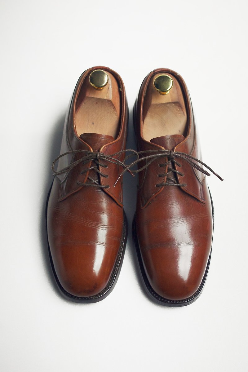 80s American round head Bruchelle shoes | Florsheim IQ Plain Toe US 8C - รองเท้าบูธผู้ชาย - หนังแท้ สีนำ้ตาล
