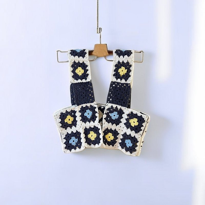 [DIY Material Pack] Teaching Set Granny Square Grandmother Vest - Knitting, Embroidery, Felted Wool & Sewing - Cotton & Hemp 