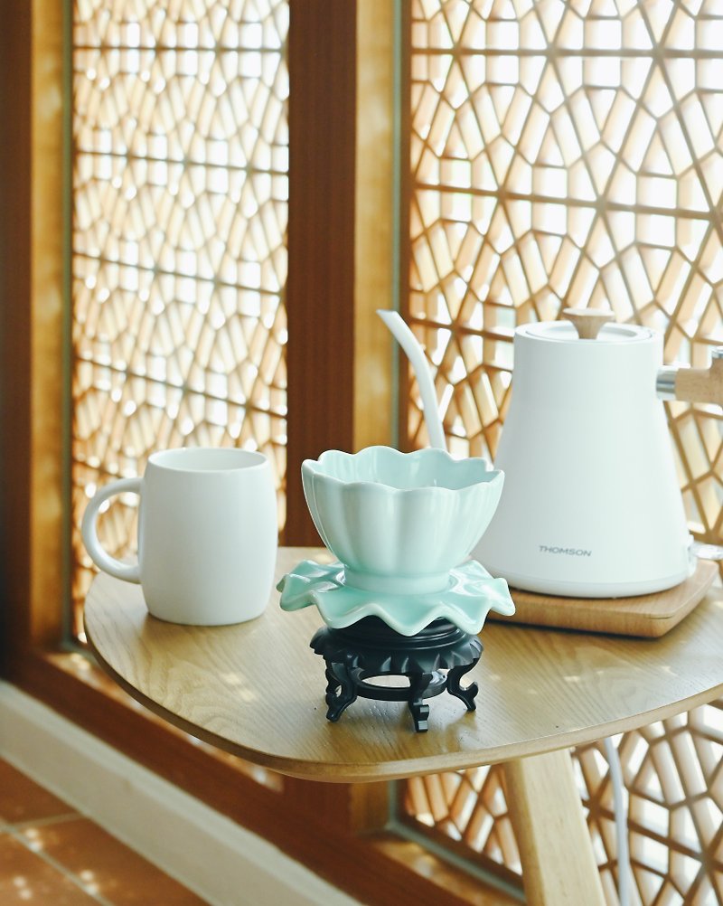 陶 咖啡壺/咖啡器具 咖啡色 - 【陶瓷濾杯】【汝窯蓮式溫碗】(V60 01)雙層陶瓷濾杯