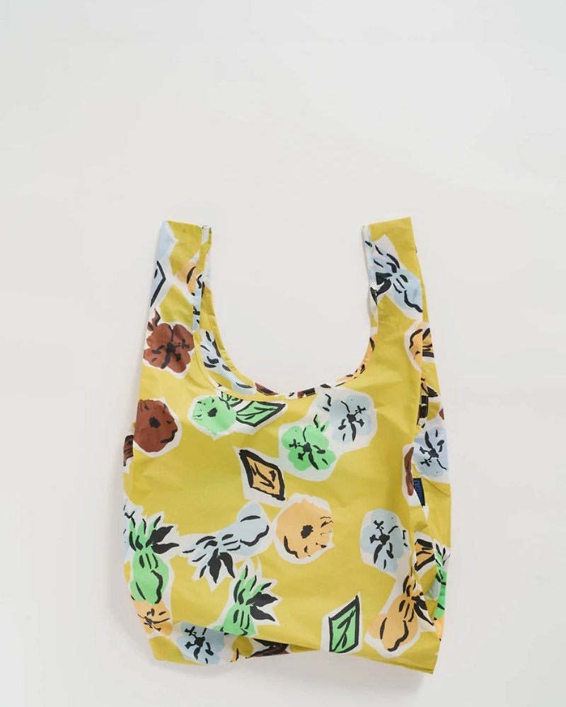 BAGGU環保收納購物袋 - 標準-剪紙花朵 - 手袋/手提袋 - 防水材質 黃色