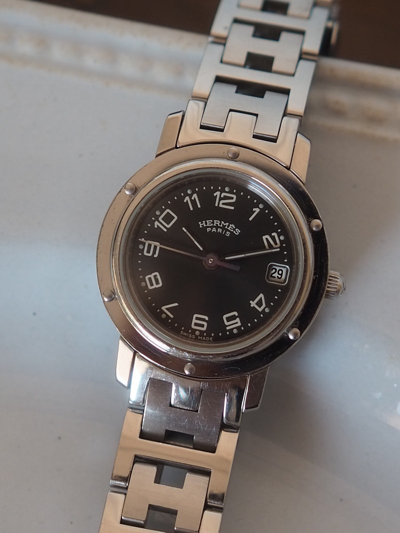 HERMÈS Clipper Watch エルメス クリッパー シルバー グレー ヴィンテージ - 女錶 - 不鏽鋼 銀色