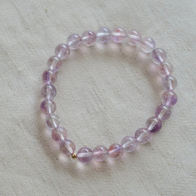 Emerald gift. Nian Cui - pink and purple super seven design bracelet - สร้อยข้อมือ - เครื่องประดับพลอย สีม่วง