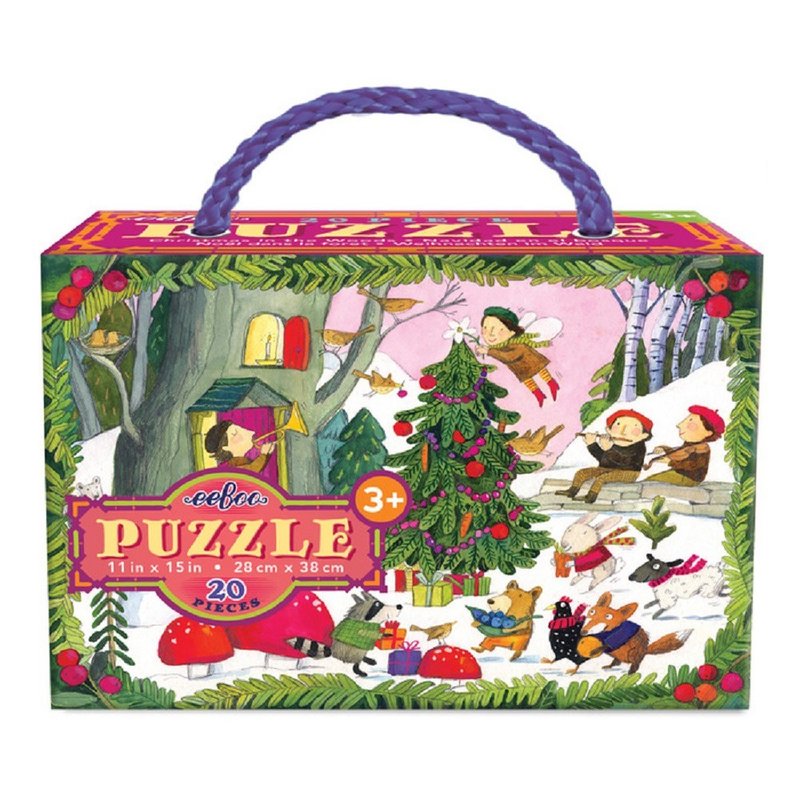 eeBoo 20 Piece Puzzle - Christmas in the Woods (Glitter Christmas in the Woods - Puzzles - Paper Multicolor