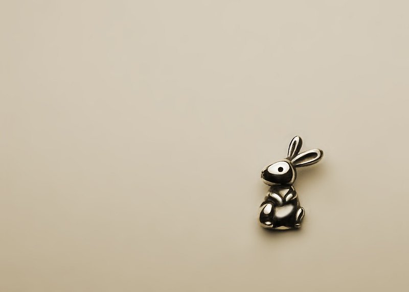 Empty rabbit earrings (single/pair/changeable Clip-On) - ต่างหู - โลหะ สีเงิน