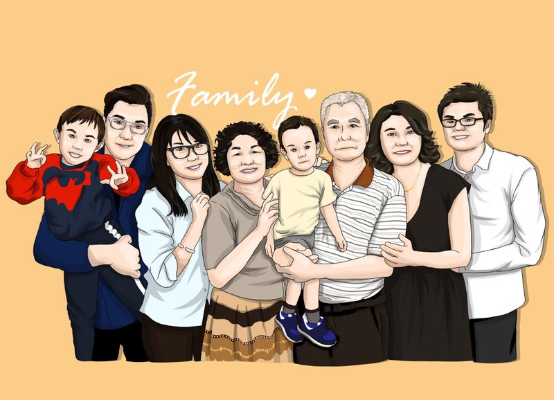 Realistic illustration∣personal/couple/wedding/family portrait/friends∣customized illustration drawing - ภาพวาดบุคคล - ไม้ ขาว