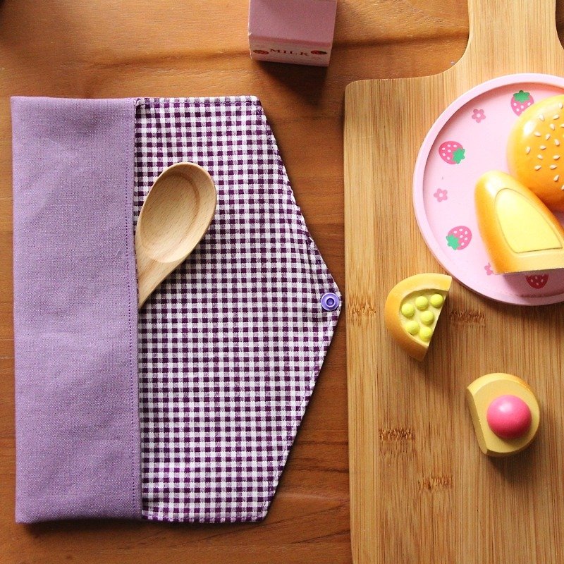 Wenqingfeng environmentally friendly chopsticks bag ~ classic purple storage bag. Environmentally friendly chopsticks bag. Hand-made tableware bag - กล่องเก็บของ - ผ้าฝ้าย/ผ้าลินิน สีม่วง