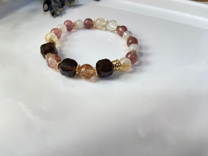 茶晶/黑金超七/黃膠花/草莓晶/白兔毛/暴風白水晶 - 手鍊/手環 - 水晶 多色