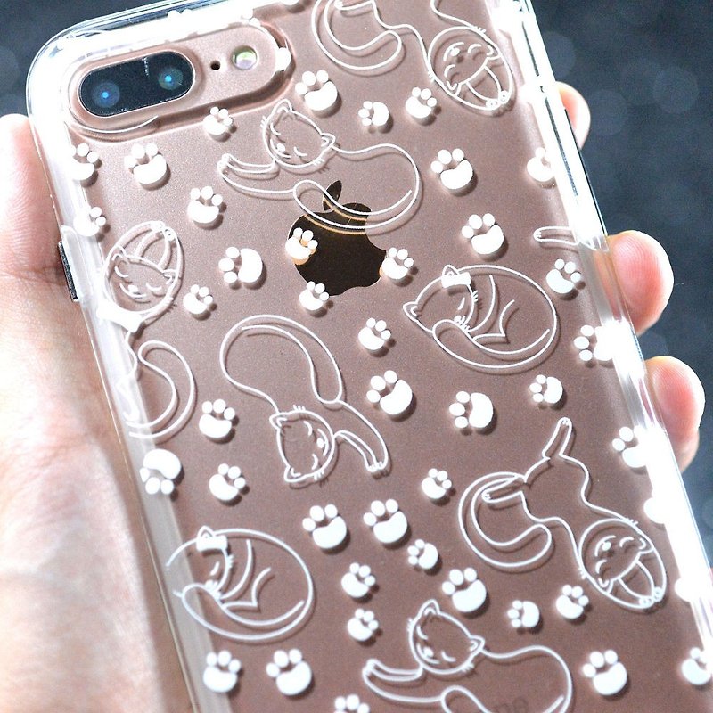 Foot prints of cat   iPhone hTC  LG   OPPO   Sony  - Phone Cases - Plastic White