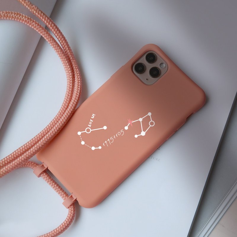 Custom Constellation iPhone Case, TPU Necklace Phone Case With Detachable Rope - เคส/ซองมือถือ - พลาสติก สีดำ