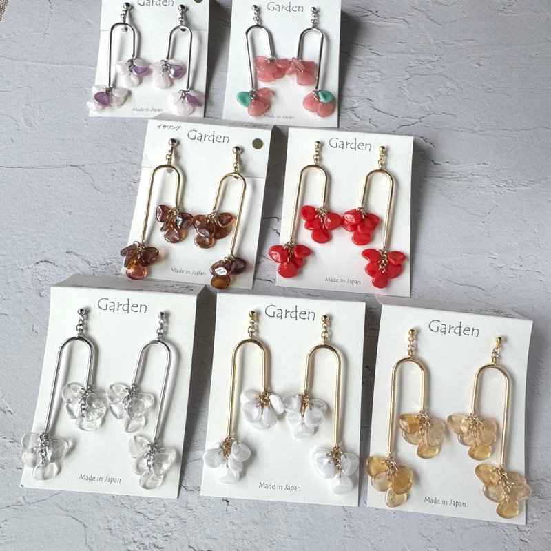 【SALE】7色　hanabira - 耳環/耳夾/耳骨夾 - 玻璃 多色