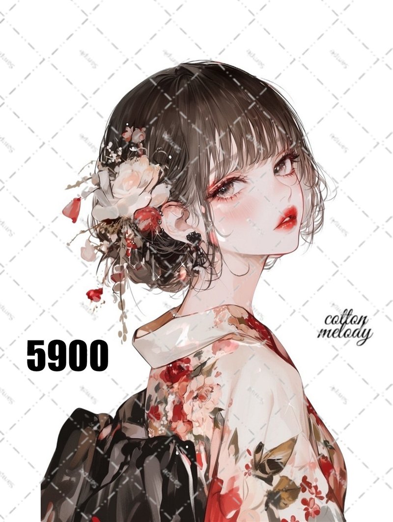 original sticker no.5900 人物ステッカー オリジナルステッカー 人物ステッカー 女の子ステッカー オリジナル人物ステッカー - 貼紙 - 紙 