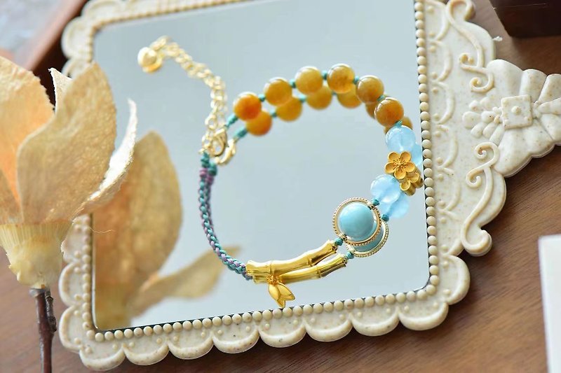 Natural Hetian Jade/Hetian Jade-Qiemo Candy Jade Stone Design Bracelet - สร้อยข้อมือ - หยก สีนำ้ตาล