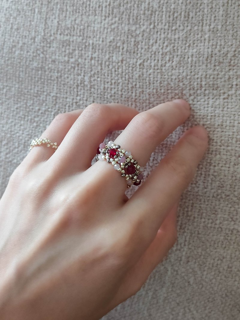 【Precious Love】Ring - Handmade Beaded Jewelry - General Rings - Other Metals Pink