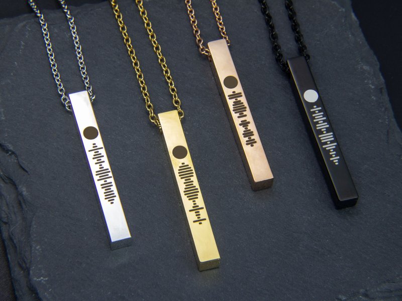 Personalized Soundwave Engraved Necklace - Necklaces - Stainless Steel Multicolor