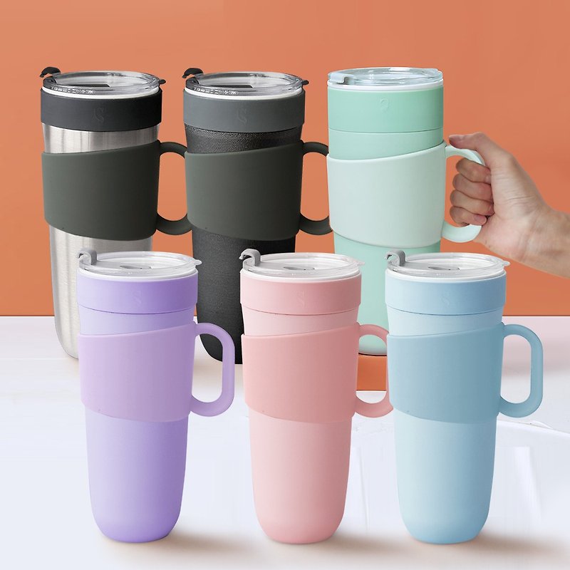 Swanz Swanz Porcelain Core Moving Ceramic Mug-850ml (six colors in total) - Mugs - Pottery Multicolor