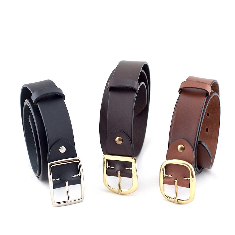 Leather belt 1+1 combination Valentine's Day Italy 38mm belt pure copper pin buckle single layer cowhide - Belts - Genuine Leather Multicolor
