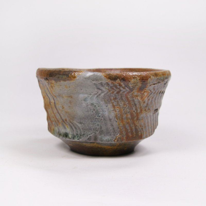 Mingya kiln l Japanese-style ancient wood-fired water pattern falling ash Bizen tea bowl pottery pottery tea set H6 - ถ้วย - ดินเผา สีนำ้ตาล