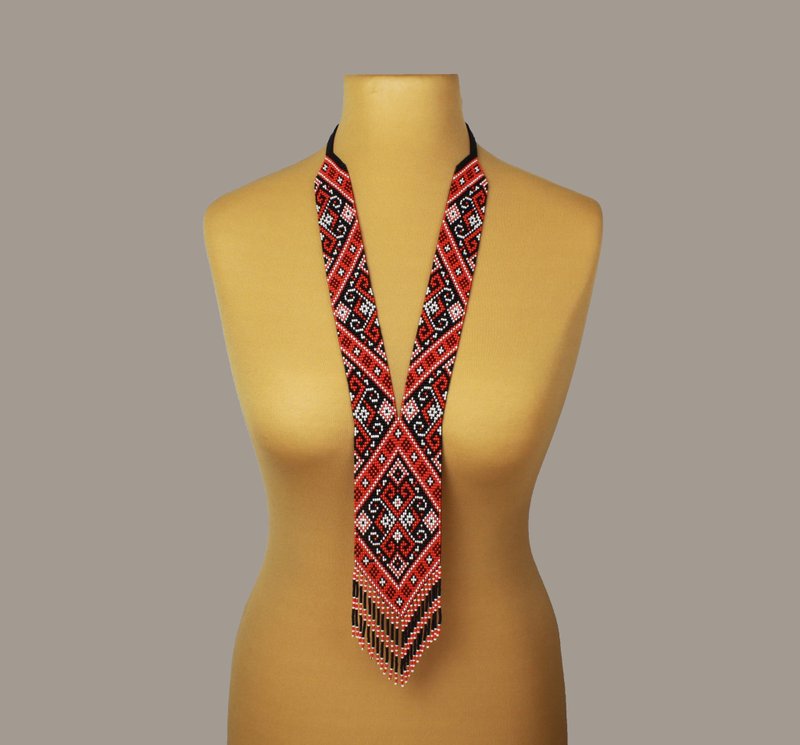 Red bead necklace gift for women ,  Long beaded necklace handmade jewelry for wo - 項鍊 - 玻璃 紅色