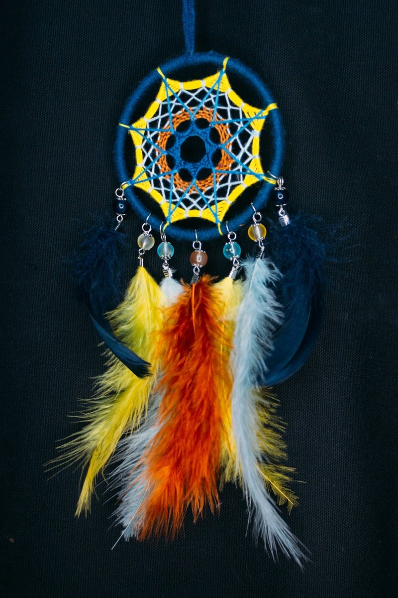 Handmade Dreamcatcher - 【Matching - Under the Sky】 - Items for Display - Other Materials Blue