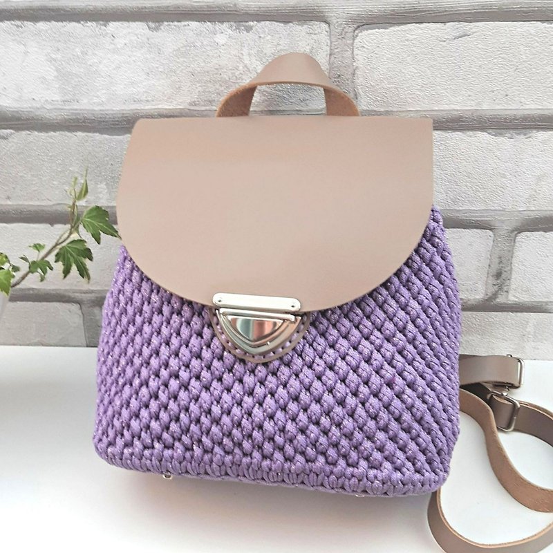 Mini backpack cute Beach bag backpack Gift for girls - Backpacks - Genuine Leather Multicolor