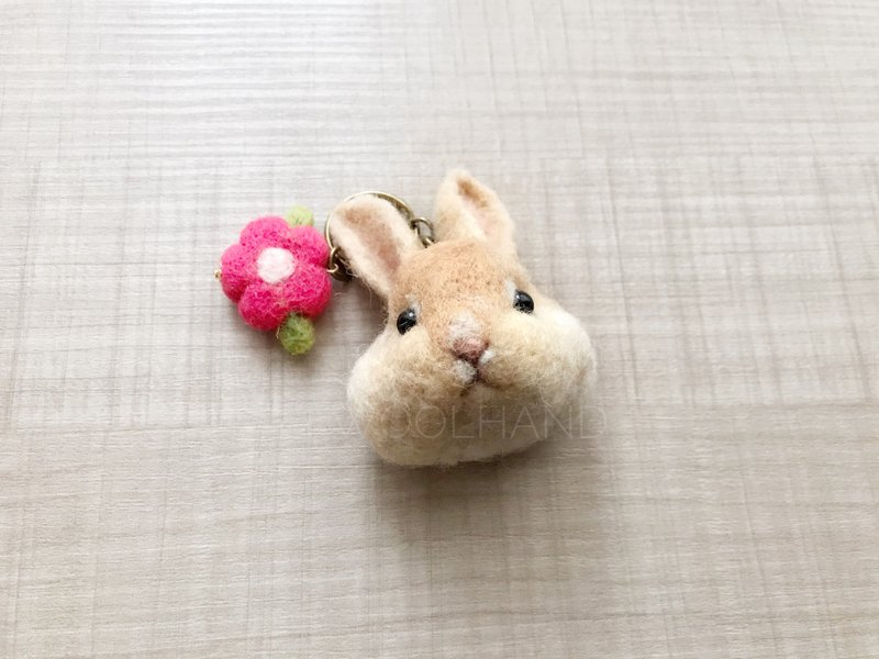 Wool felt pet head key ring rabbit - ที่ห้อยกุญแจ - ขนแกะ 