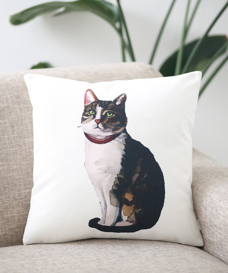 Jubilee Cushion Cover Cat Design RED COLLAR CAT - Pillows & Cushions - Cotton & Hemp Multicolor