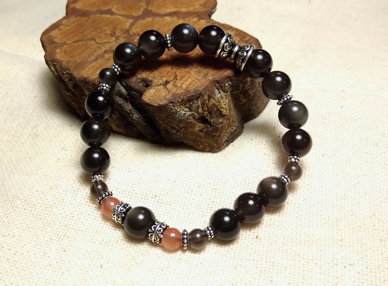 [Bracelet series] ice kind obsidian bracelet - Bracelets - Gemstone Black