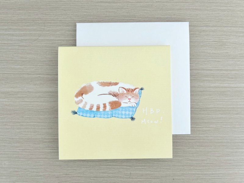 貓咪生日祝福 HBD Meow | 生日卡 - 卡片/明信片 - 紙 綠色