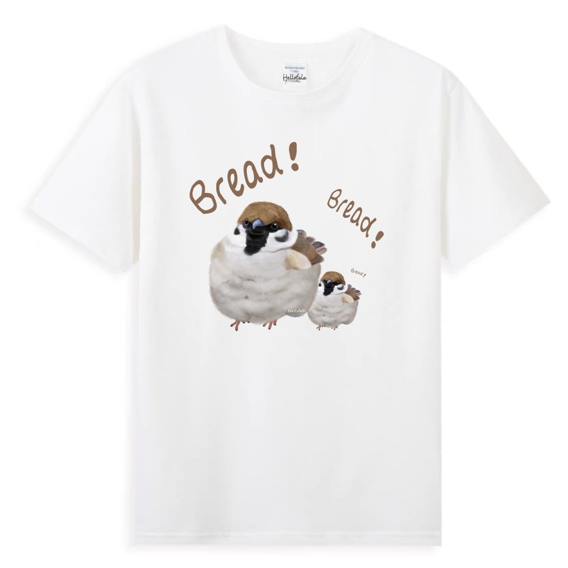 麻雀 自家繪畫 短袖T恤 灰色衛衣 帽T 小鳥T-shirt Sparrow Bird - 帽T/大學T - 棉．麻 白色