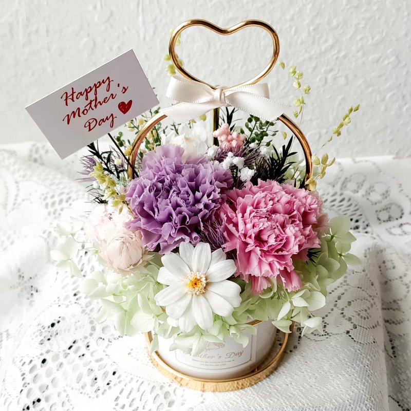 【Vivian】康乃馨/母親節/永生花/盆花/桌花 - 乾燥花/永生花 - 植物．花 粉紅色