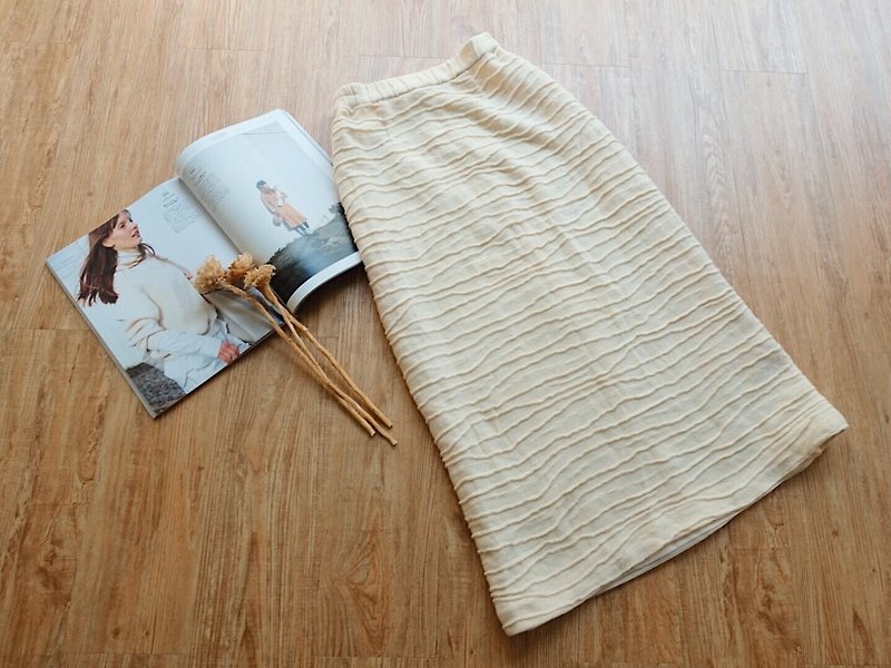 Vintage下著 / 冬季毛線編織裙 no.98 - 裙子/長裙 - 其他材質 白色