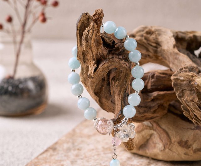 Pre-order Pure 925 Sterling Silver Flower Language Aquamarine Aromatherapy  Essential Oil Bracelet - Shop Floral Ore Bracelets - Pinkoi